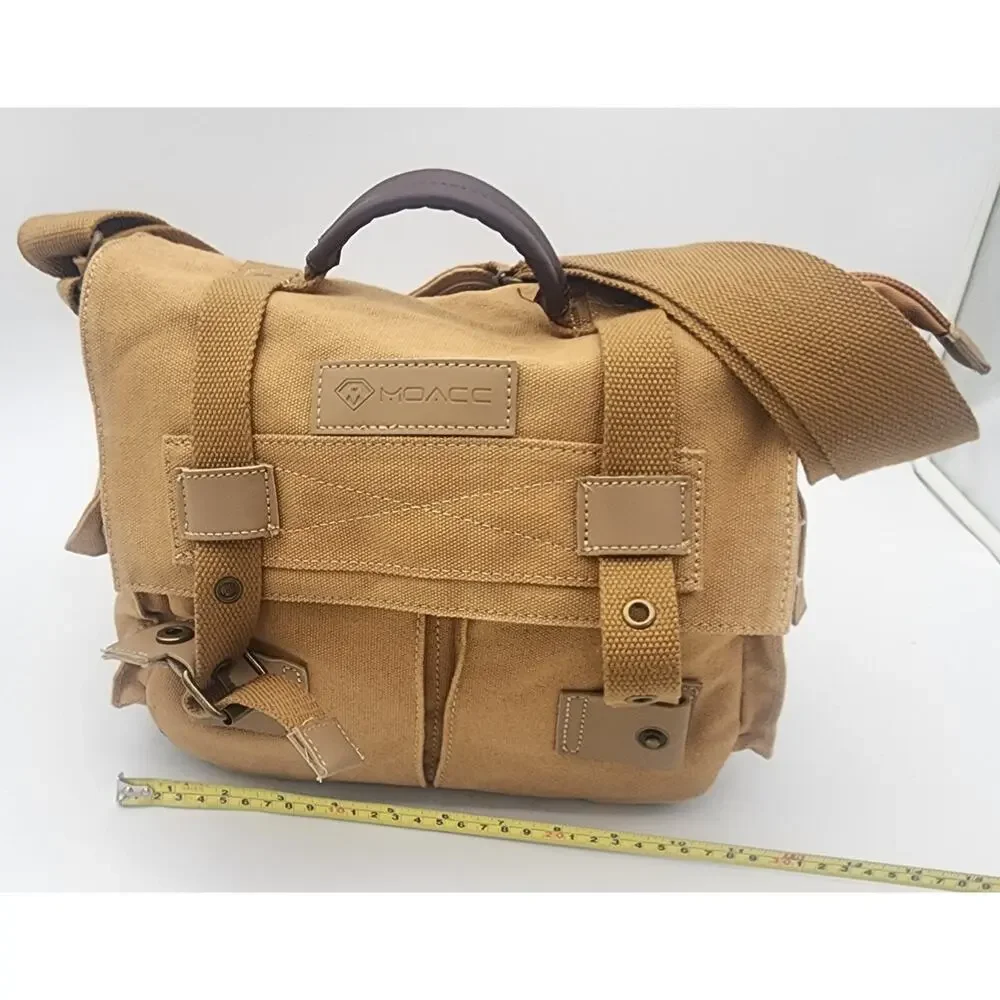 MOACC Canvas Camera Tote Bag Tan Beige Handle and Strap